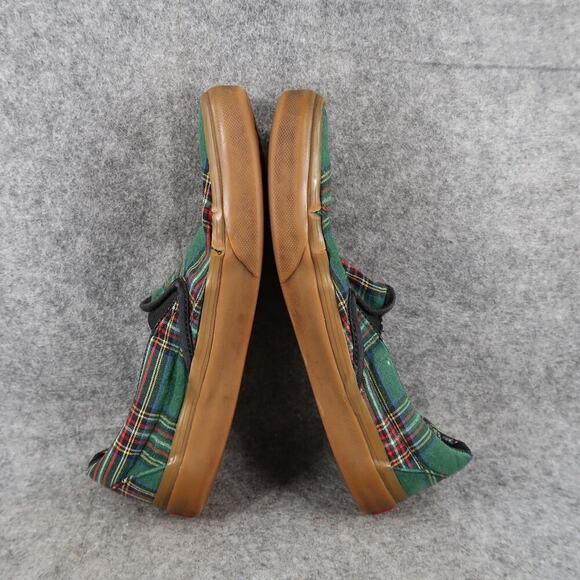 Vans Shoes Womens 7.5 Classic Slip On Plaid Canvas Casual Skate Green Red Flat - Picture 9 of 12